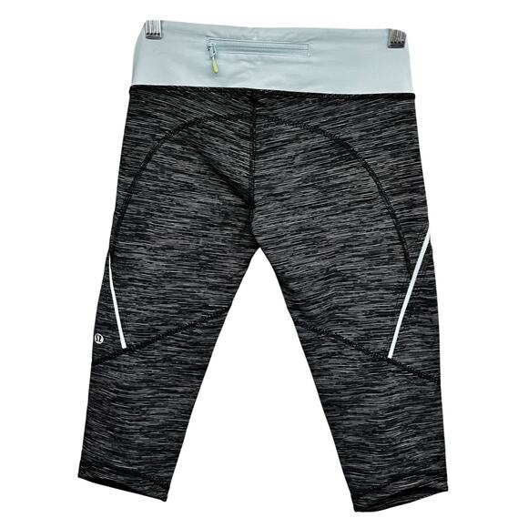 Lululemon Run Excel Crop Wee Are From Space Black Aquamarine Legging 4 Pocket - Picture 5 of 7